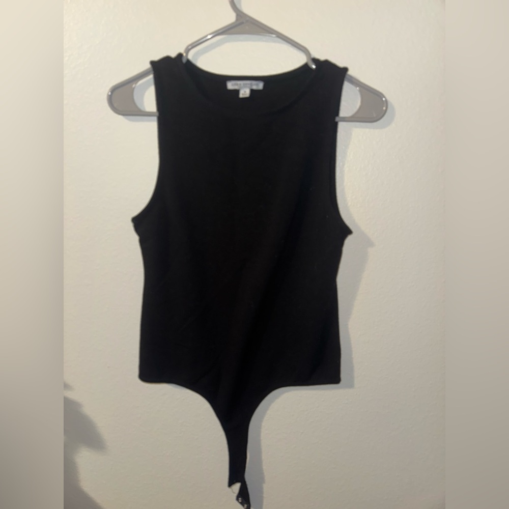 Green Envelope Black Sleeveless Snap-Front Bodysuit